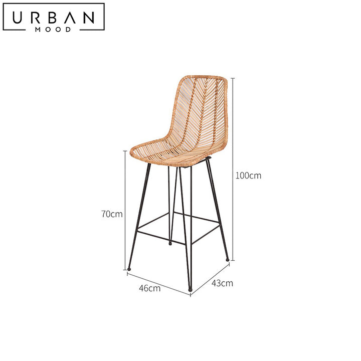 TUFF Rustic Rattan Bar Stool