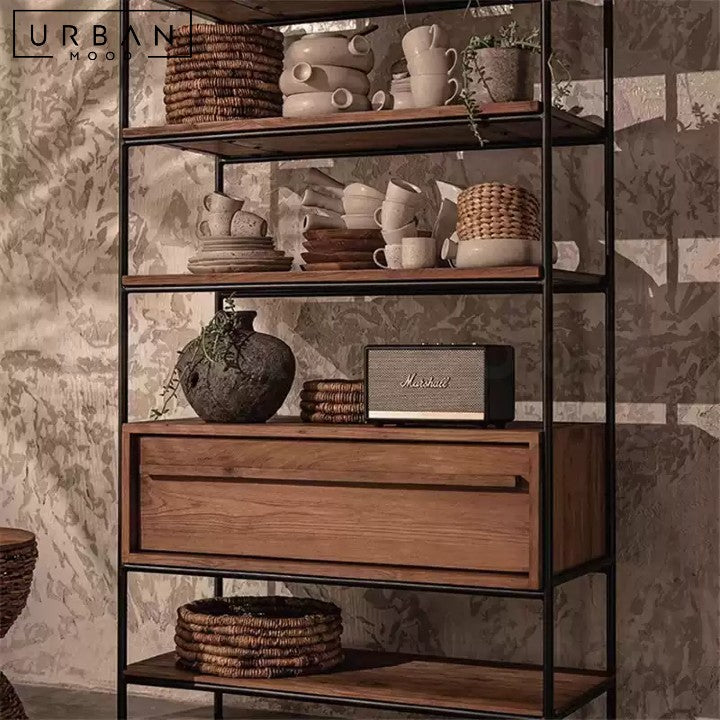 URRU Industrial Solid Wood Display Shelf