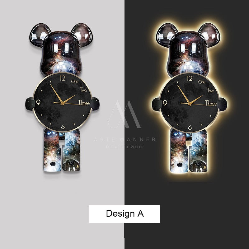 Cosmic Bear Wall Art Clock