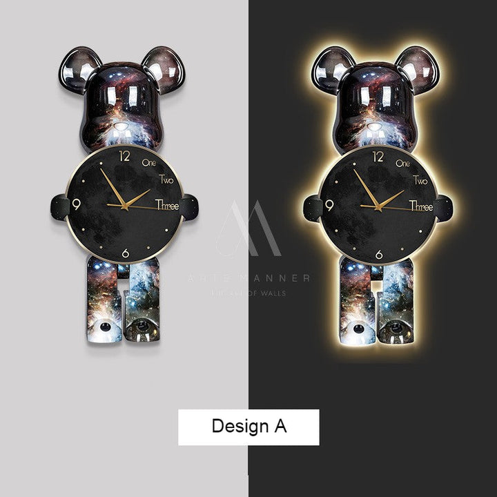 Cosmic Bear Wall Art Clock