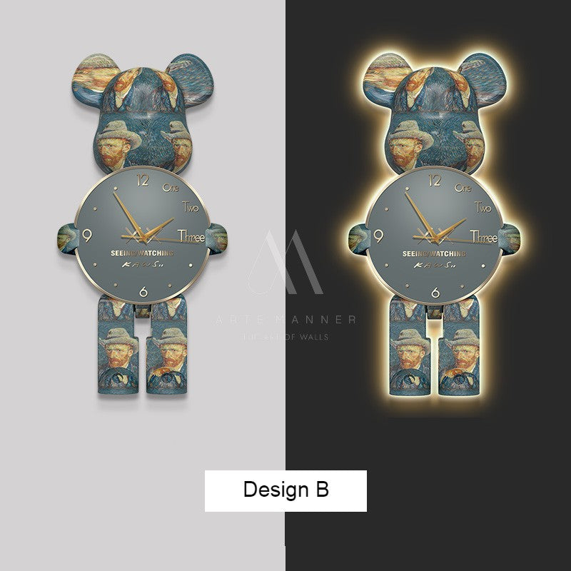 Cosmic Bear Wall Art Clock