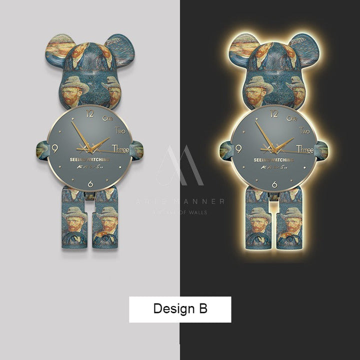 Cosmic Bear Wall Art Clock