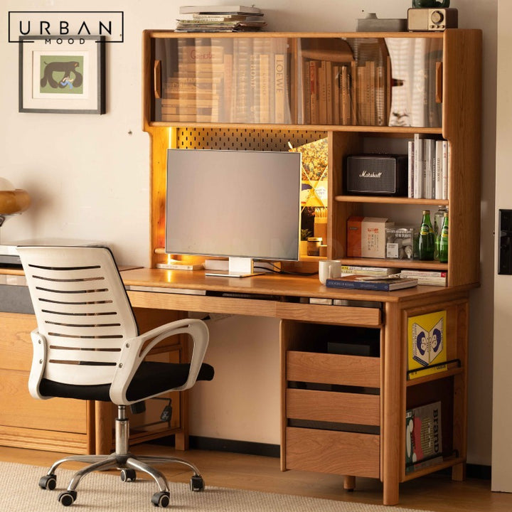 VANCOUVER Modern Solid Wood Study Table with Cabinet
