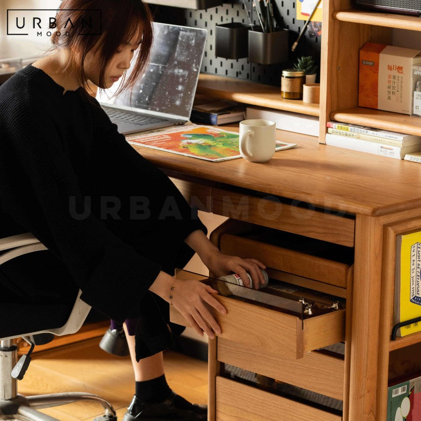 VANCOUVER Modern Solid Wood Study Table with Cabinet