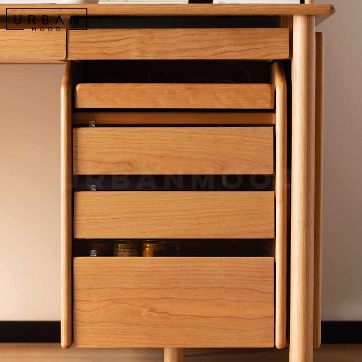 VANCOUVER Modern Solid Wood Study Table with Cabinet