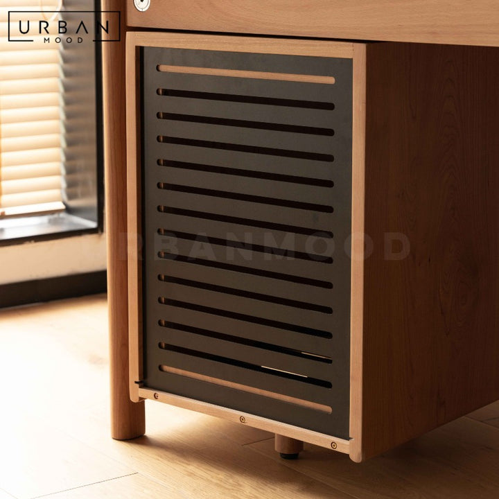 VANCOUVER Modern Solid Wood Study Table with Cabinet