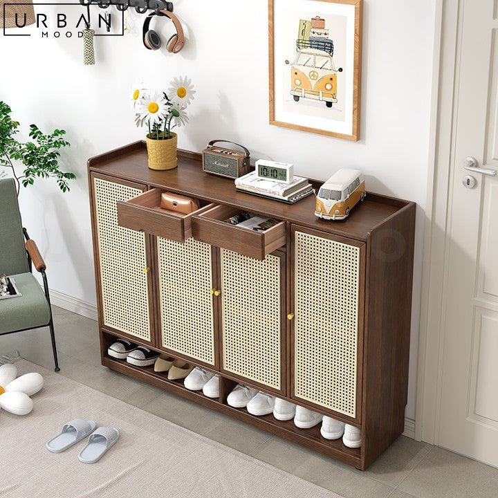 VEER Japandi Rattan Shoe Cabinet