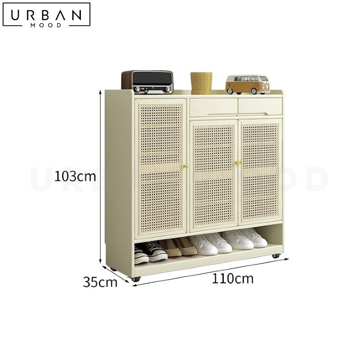 VEER Japandi Rattan Shoe Cabinet