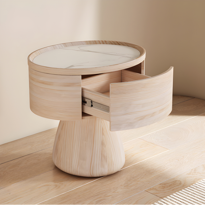 VELDRIN Modern Saddle Leather Bedside Table - Urban Mood Singapore