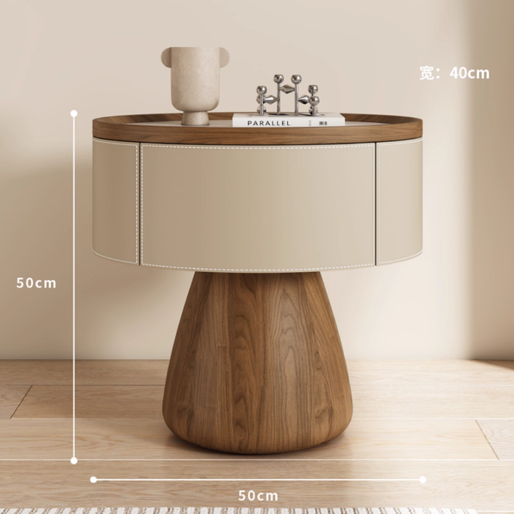 VELDRIN Modern Saddle Leather Bedside Table - Urban Mood Singapore