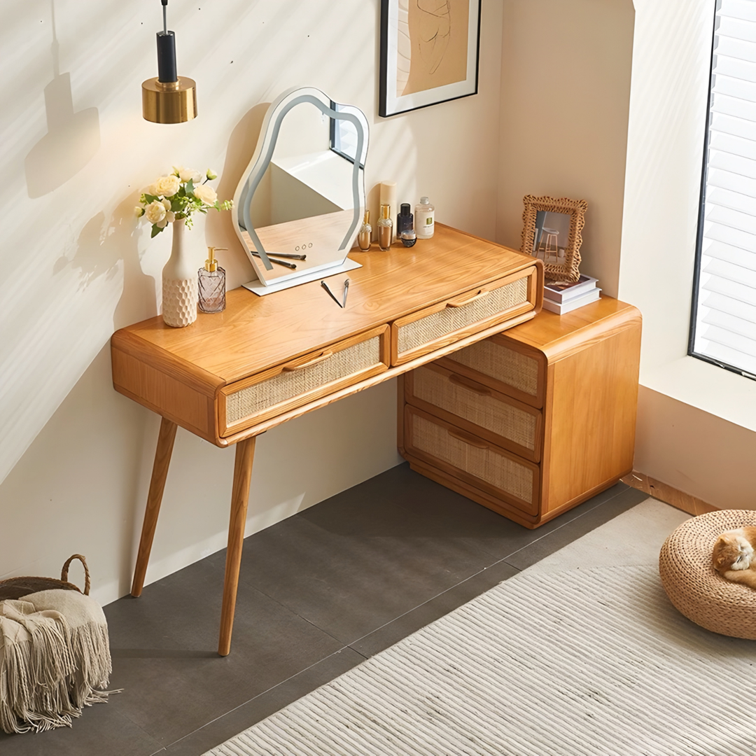 VELMOR Rustic Solid Wood Vanity Table - Urban Mood Singapore