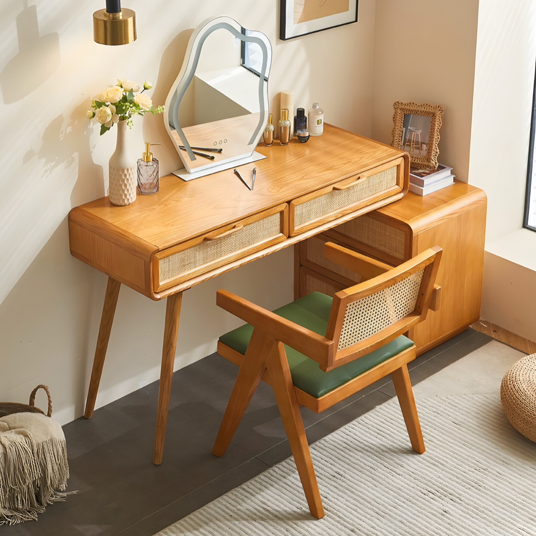 VELMOR Rustic Solid Wood Vanity Table - Urban Mood Singapore