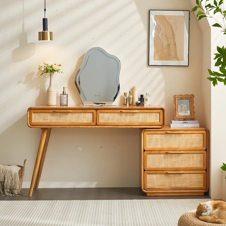 VELMOR Rustic Solid Wood Vanity Table - Urban Mood Singapore