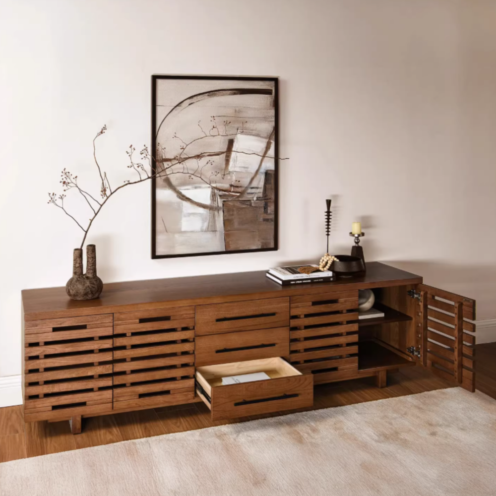 VELMIE Farmhouse Solid Wood TV Console - Urban Mood Singapore