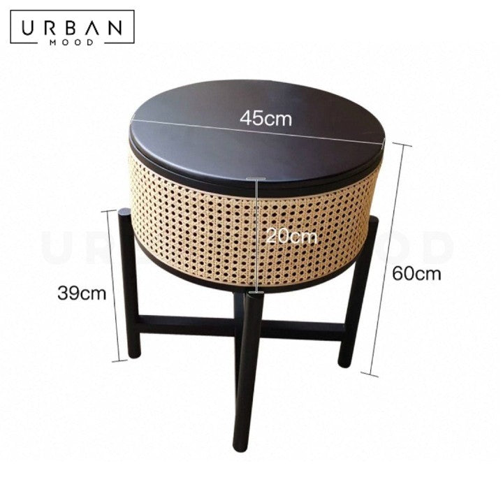 VERGA Rustic Rattan Side Table