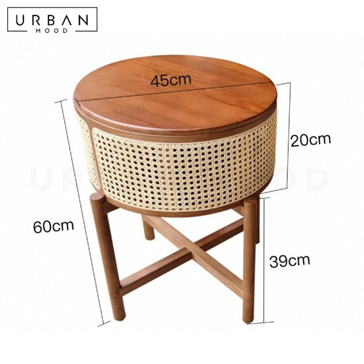 VERGA Rustic Rattan Side Table