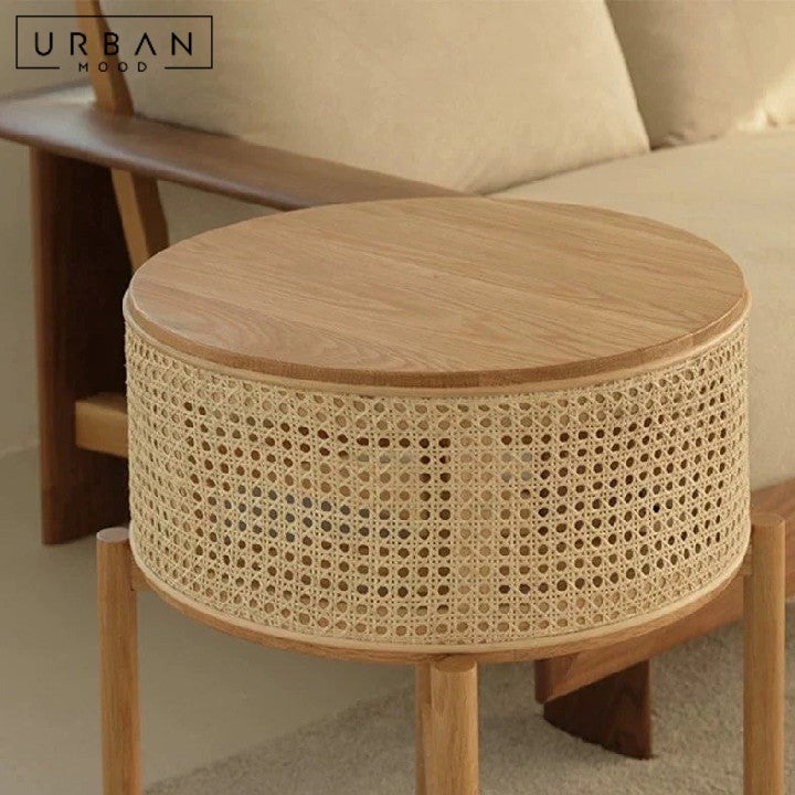 VERGA Rustic Rattan Side Table