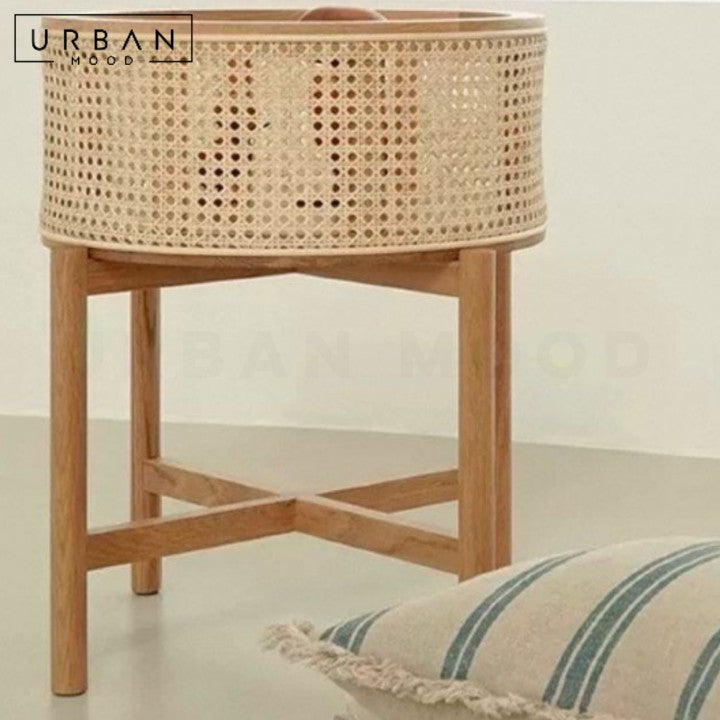 VERGA Rustic Rattan Side Table