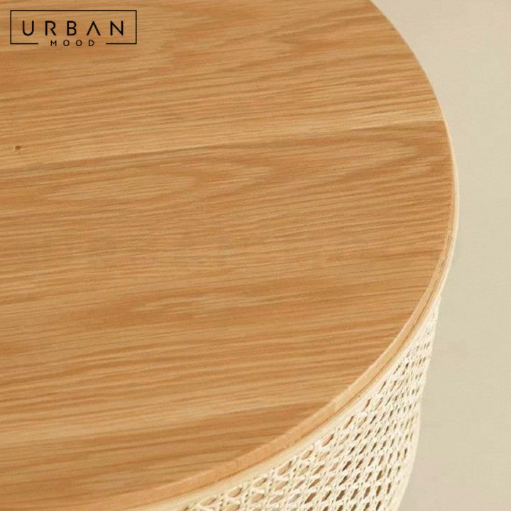 VERGA Rustic Rattan Side Table
