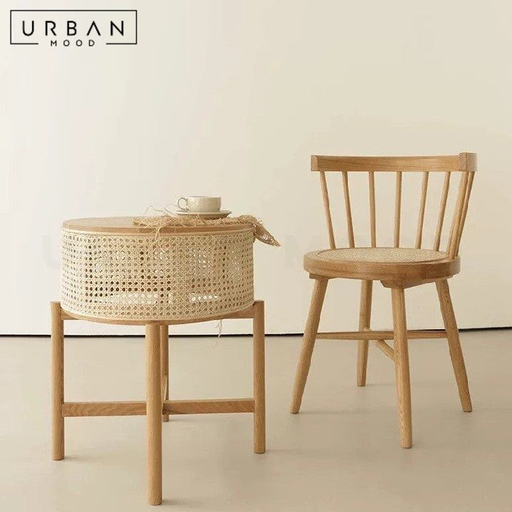 VERGA Rustic Rattan Side Table