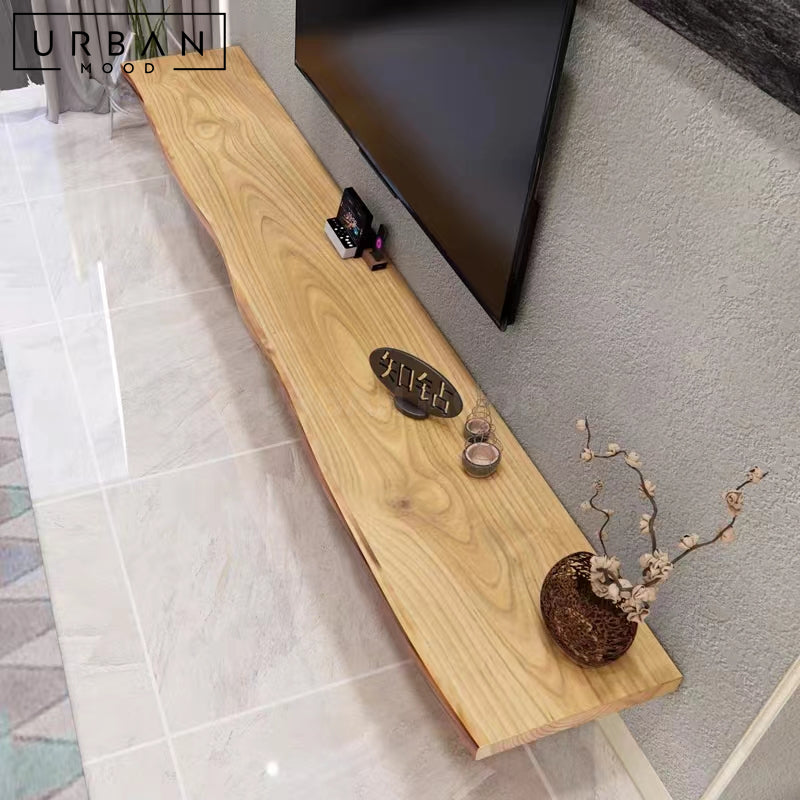 VERNIA Rustic Solid Wood Floating TV Console