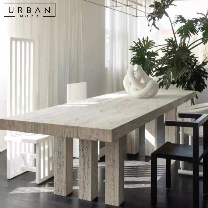 VERONIKA Wabi Sabi Travertine Dining Table