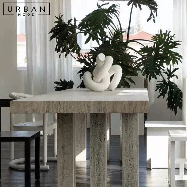 VERONIKA Wabi Sabi Travertine Dining Table