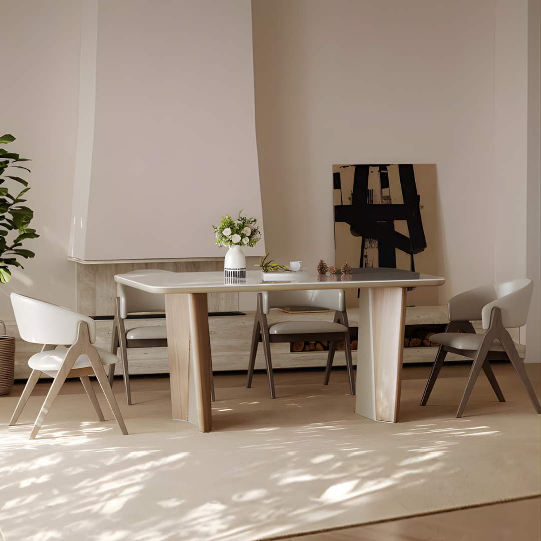 VIRENZA White Jade Stone Dining Table & Chair Set - Urban Mood Singapore