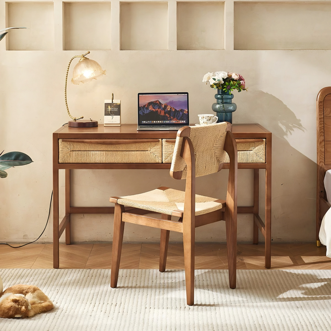VORTEN Farmhouse Rattan Study Table - Urban Mood Singapore