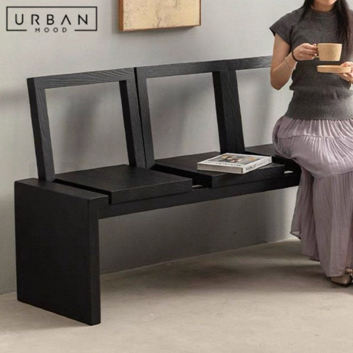 RINEN Modern Foldable Solid Wood Bench