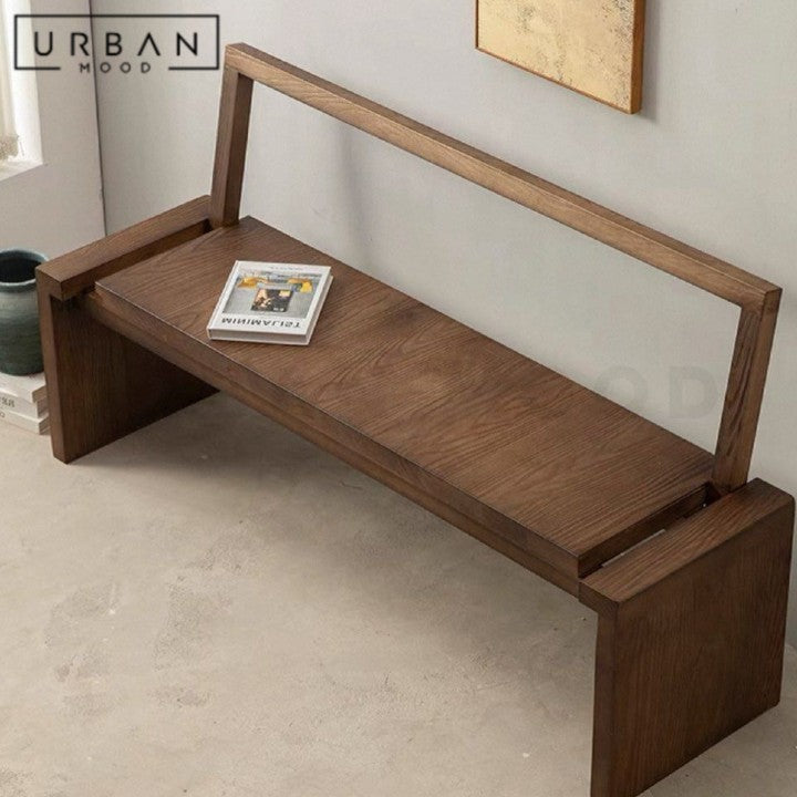 RINEN Modern Foldable Solid Wood Bench