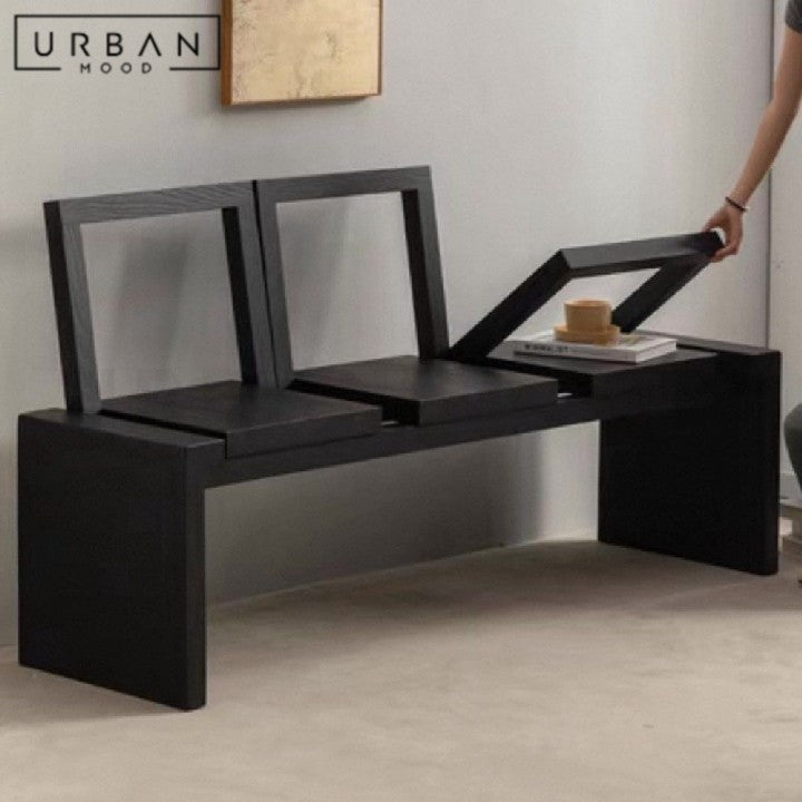 RINEN Modern Foldable Solid Wood Bench