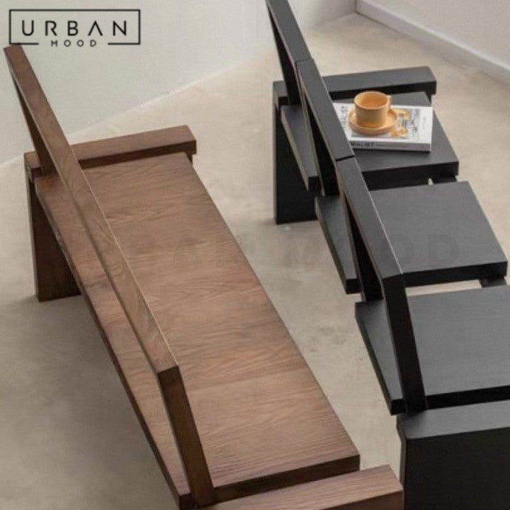 RINEN Modern Foldable Solid Wood Bench