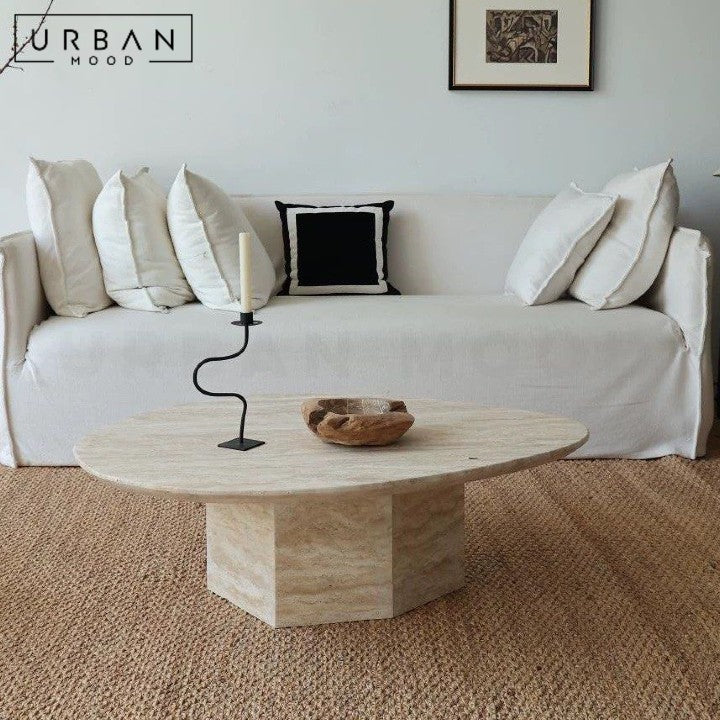 WALID Modern Travertine Coffee Table