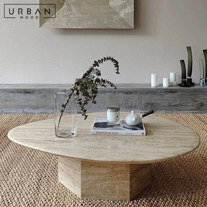 WALID Modern Travertine Coffee Table