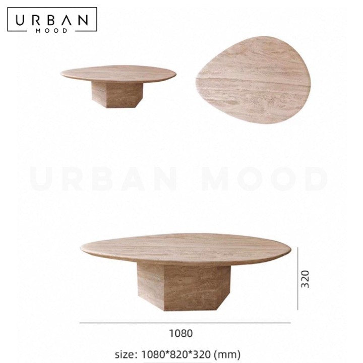 WALID Modern Travertine Coffee Table