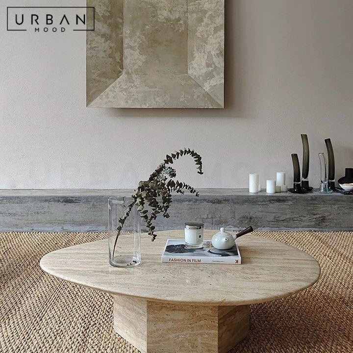 WALID Modern Travertine Coffee Table