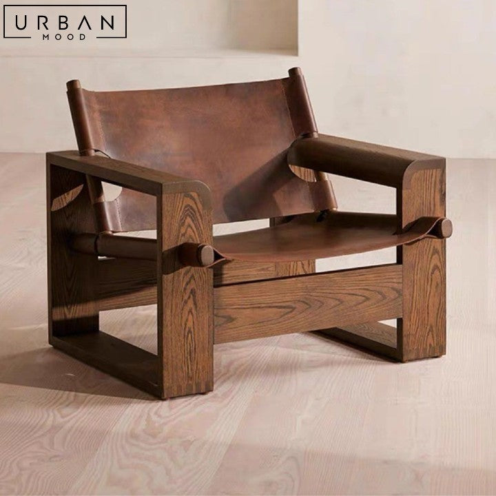 WEBSTER Rustic Solid Wood Lounge Chair