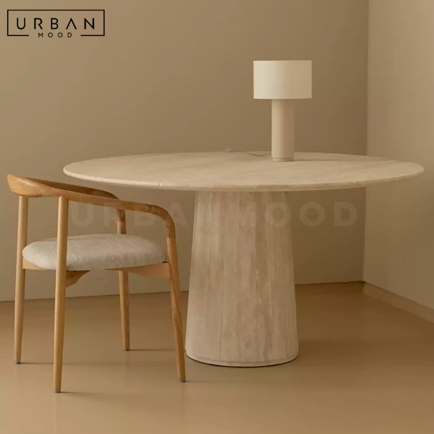 WEIGEL Modern Round Travertine Dining Table