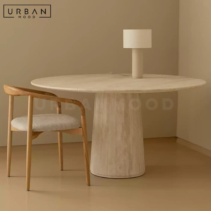 WEIGEL Modern Round Travertine Dining Table