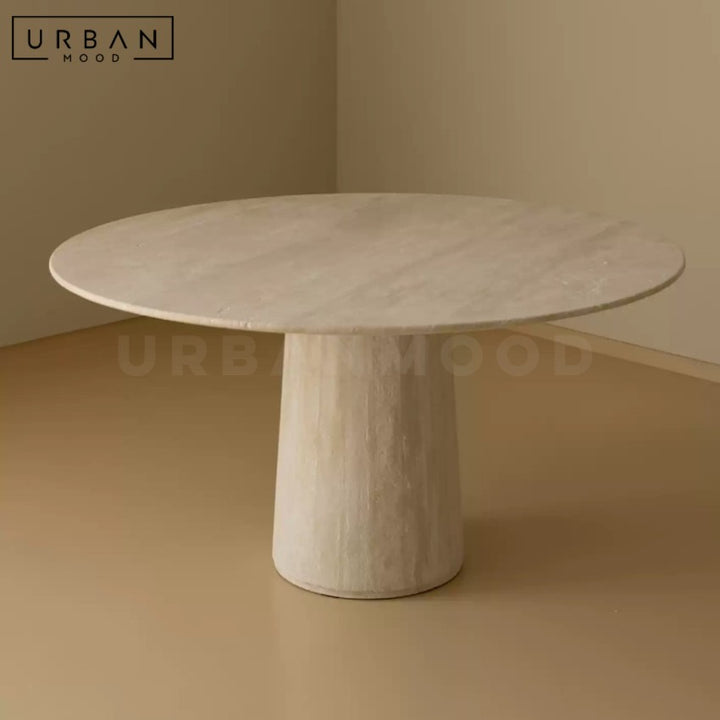 WEIGEL Modern Round Travertine Dining Table