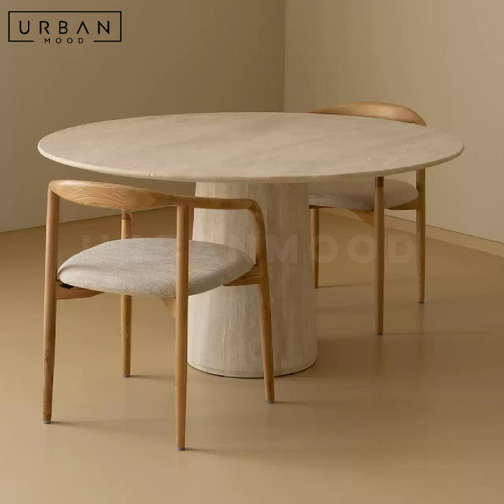 WEIGEL Modern Round Travertine Dining Table