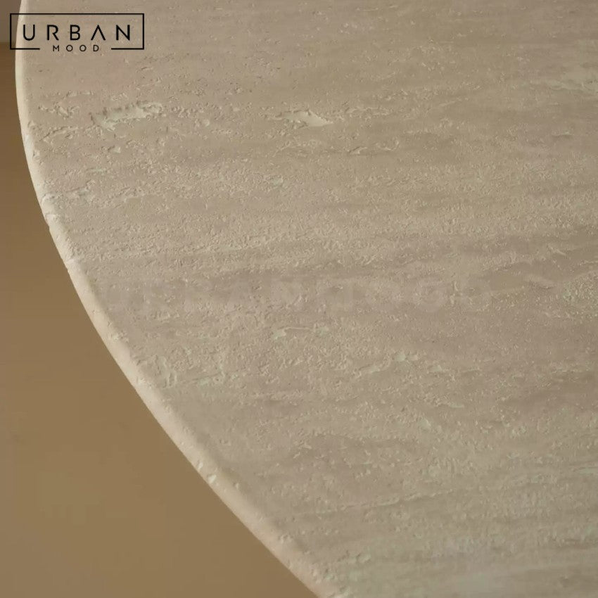 WEIGEL Modern Round Travertine Dining Table