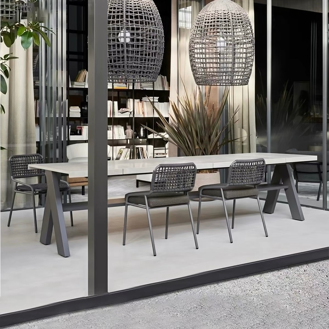 WELC Modern Outdoor Sintered Stone Dining Table and Chairs - Urban Mood Singapore