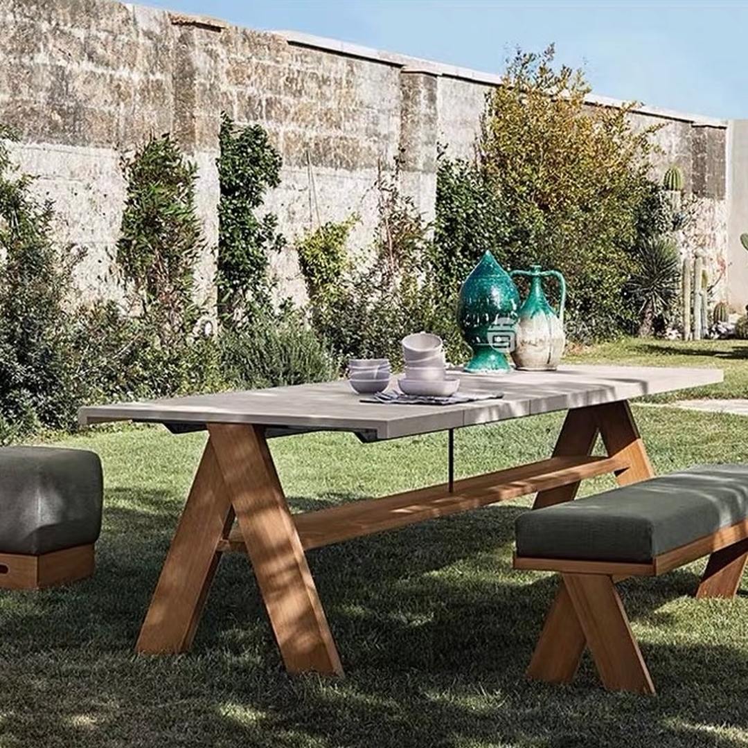 WELC Modern Outdoor Sintered Stone Dining Table and Chairs - Urban Mood Singapore