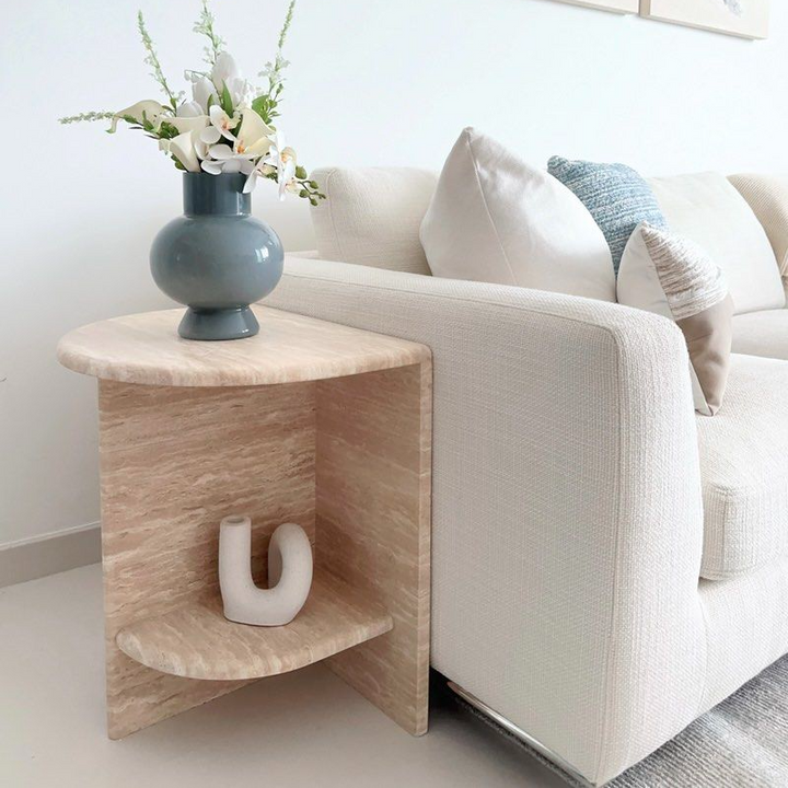 WESTCOTT Modern Travertine Side Table - Urban Mood Singapore
