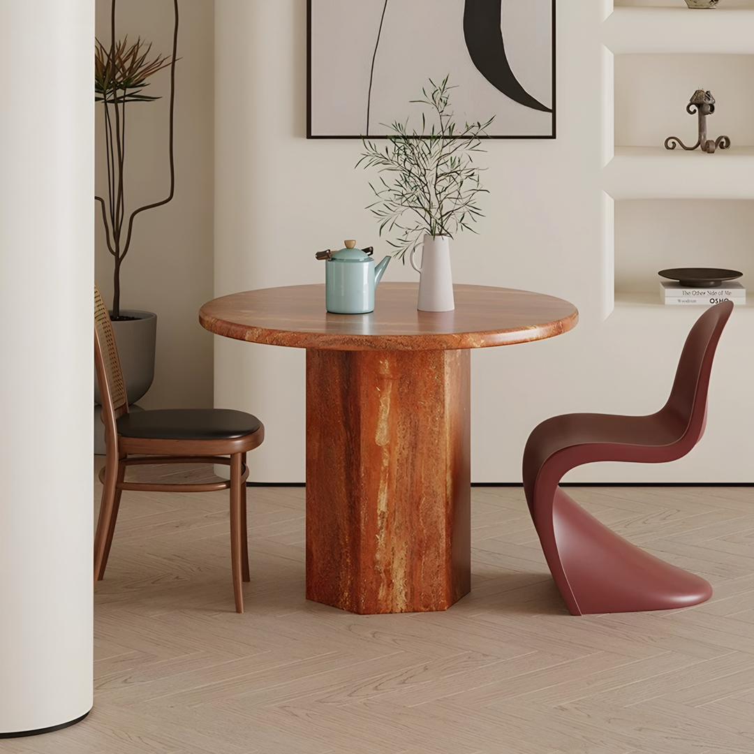 WINFORD Modern Travertine Oval Dining Table - Urban Mood Singapore