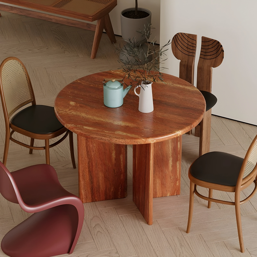WINFORD Modern Travertine Oval Dining Table - Urban Mood Singapore