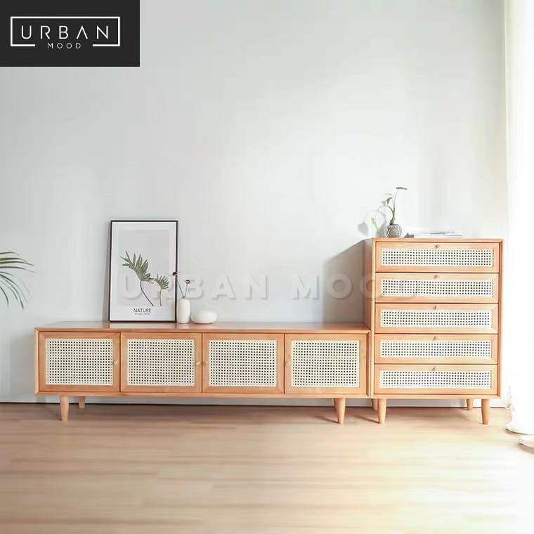 (Ready To Ship) MANGER Vintage Rattan TV Console