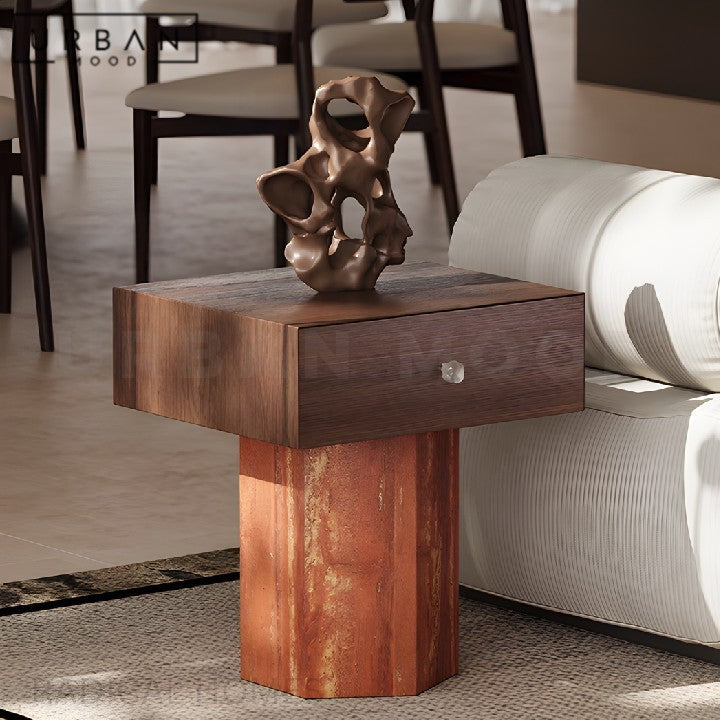 HAYA Modern Travertine Side Table